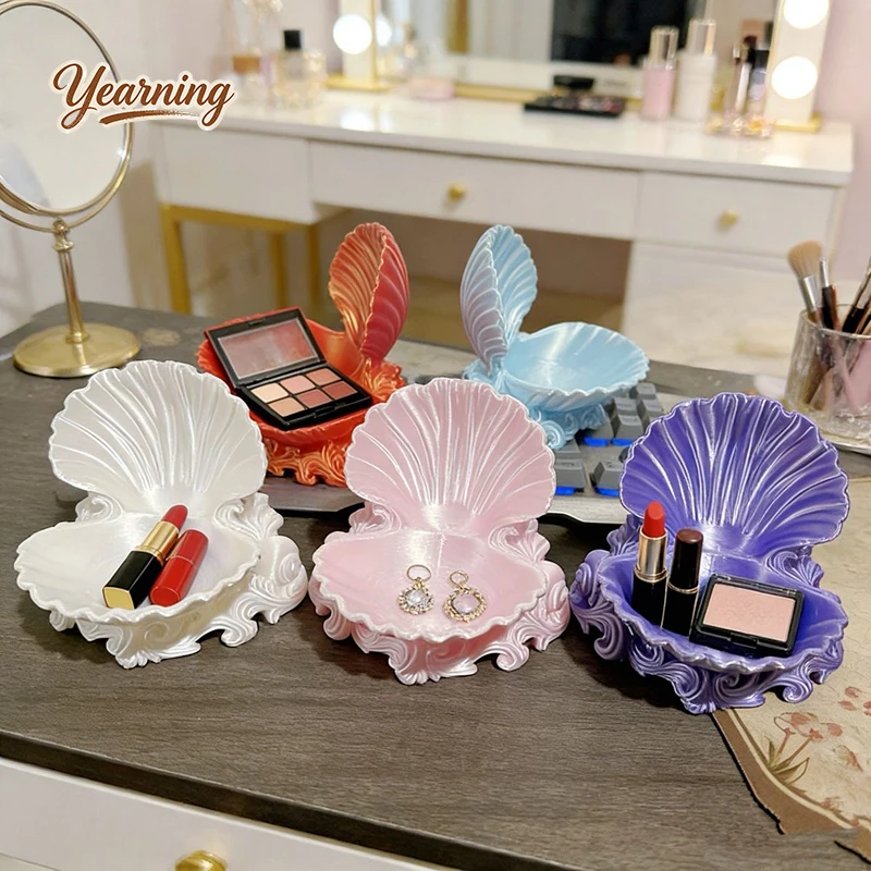 Ocean Wave Base Shell Luxury Desktop Storage Box Creative Home Decor Organizer Gift for Girls