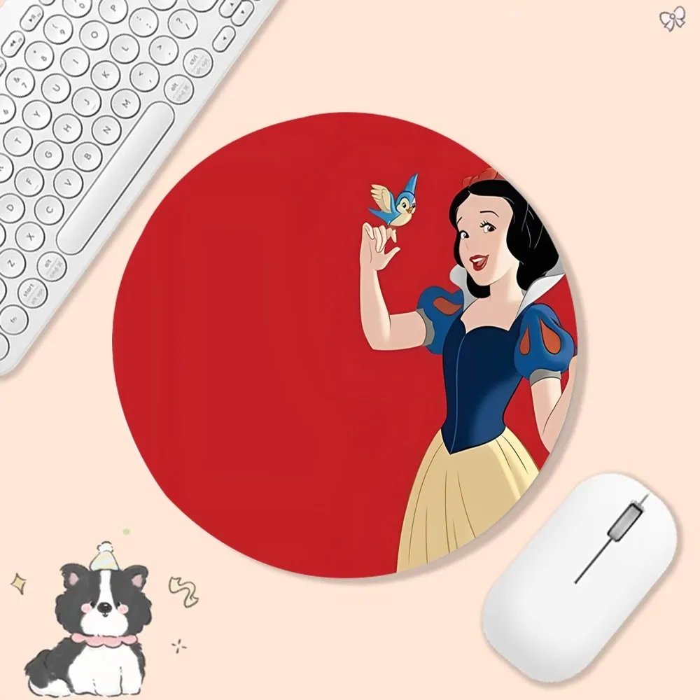 Snow White PrincessINS Tide Round Cabinet Gaming Laptop Computer Desk Mat Office Notbook Mouse Pad Mouse Mat Desktop Mat