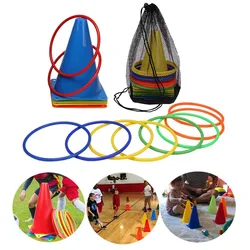 Jeu d'anneaux de cônes de lancer pour enfants, football en plein air, entraînement de football, carnaval, jeux de famille, cour, sports colorés au chrome, plastique