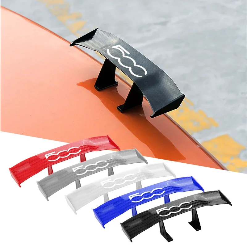 Car Rear Mini Spoiler Wing Motorcycle Small Model Canard Tail Winglet ABS Carbon Look For FIAT 500 500E 500L 500C 500S 500X