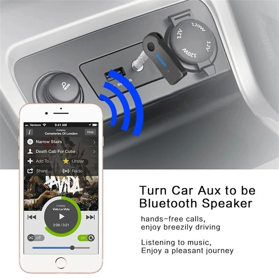 AUX Car Bluetooth Receiver 3.5mm Socket 5.0 Wireless Bluetooth Adapter Audio Converter Mobile Phone HandsFree Stereo Reciever