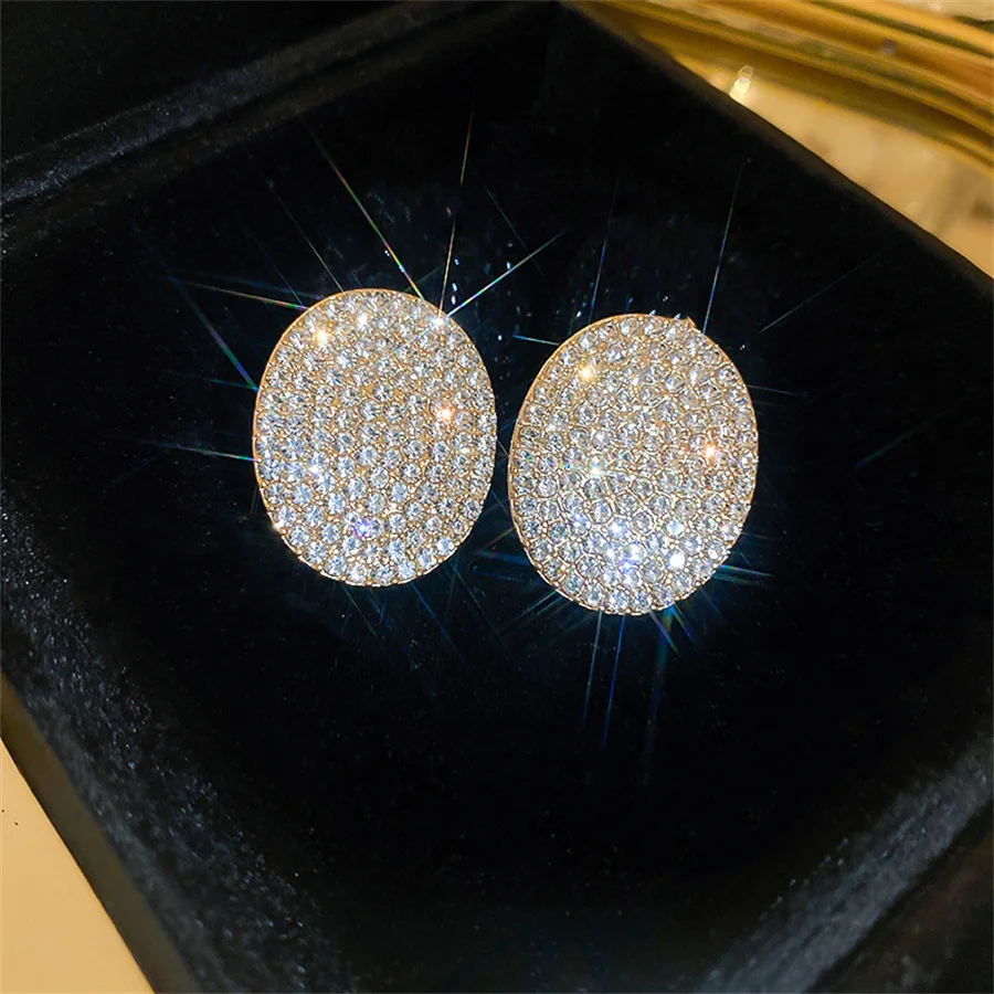 FYUAN Geometric Stud Earrings for Women Square Oval Rhinestone Earrings Party Weddings Jewelry