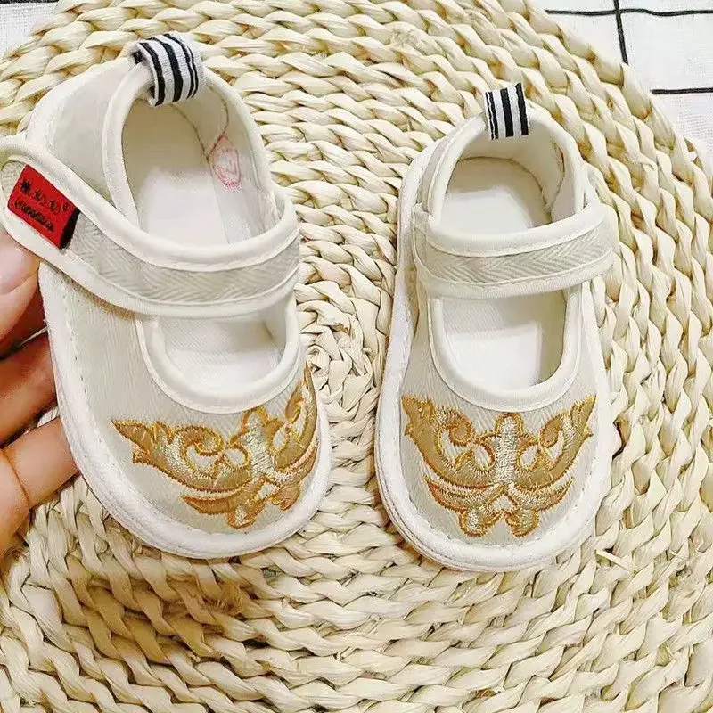 2024 Summer Chinese Style Baby Thousand Layer Sole Handmade Cloth Shoes for Boys Kawaii Baby Hanfu Shoes 1-3 Years Old Children