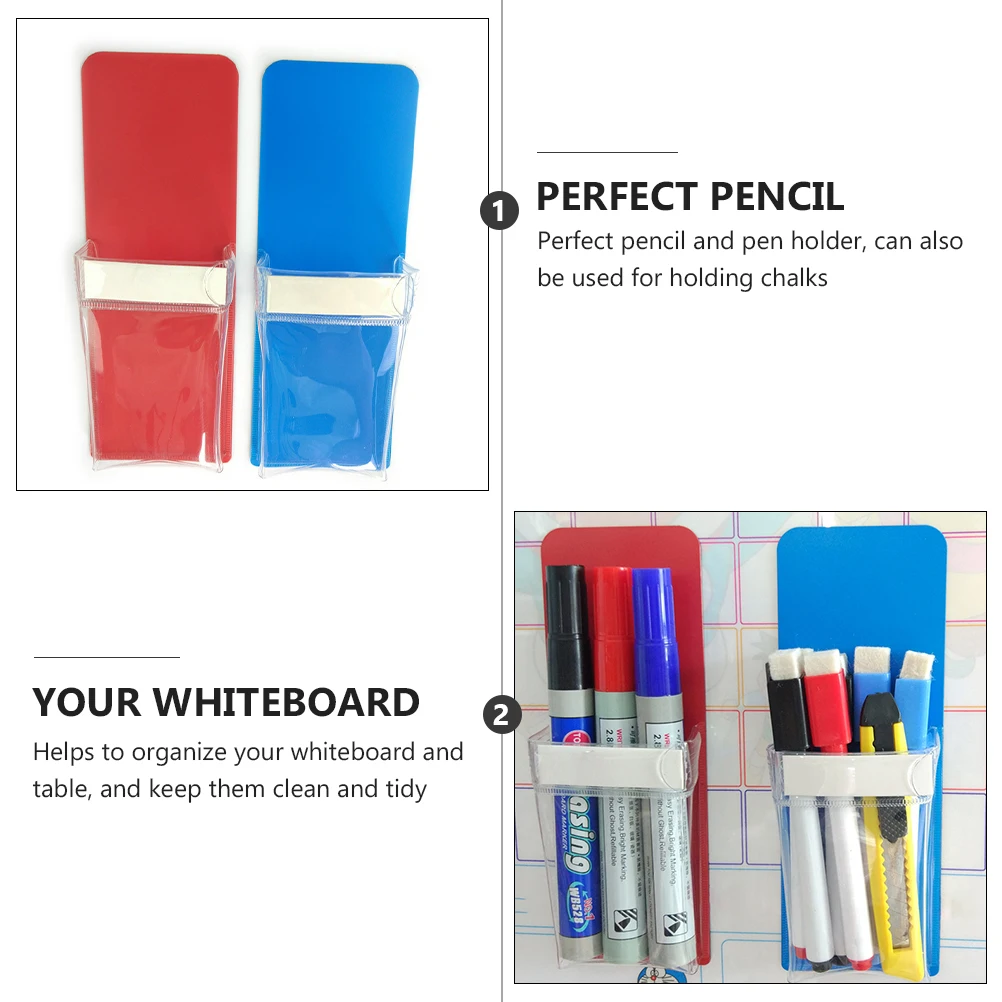 

4pcs Magnetic Pen Holder For Fridge Whiteboard Chalk Organizer Sturdy Lightweight Stationery Storage Office Desk Pencil Box