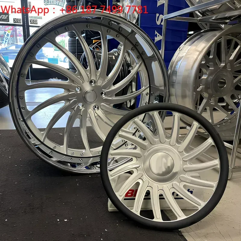 Custom Deep Dish 22 24 26 28Inch Forged Wheels 5x114.3 5x127 5x139.7 Chrome Rims for Luxury Car with Steering Wheel