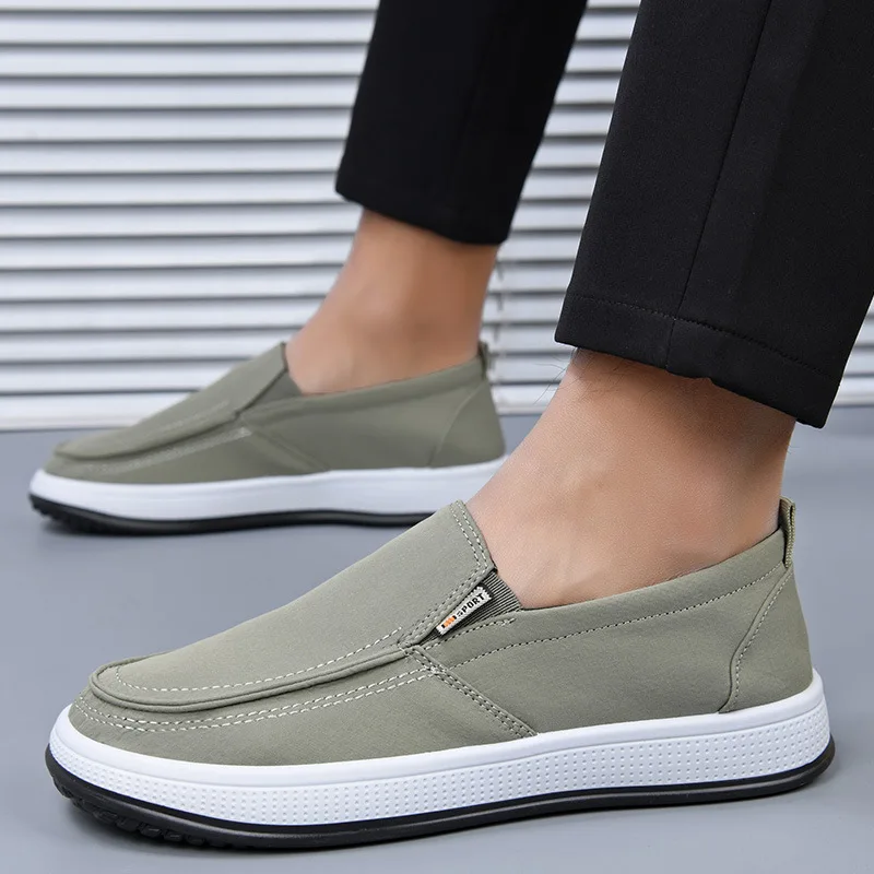 Herren-Slipper aus Canvas, atmungsaktiv, leicht, rutschfest, flache, bequeme Freizeitschuhe, ideal zum Spazierengehen, für den täglichen Gebrauch. – Detail 6