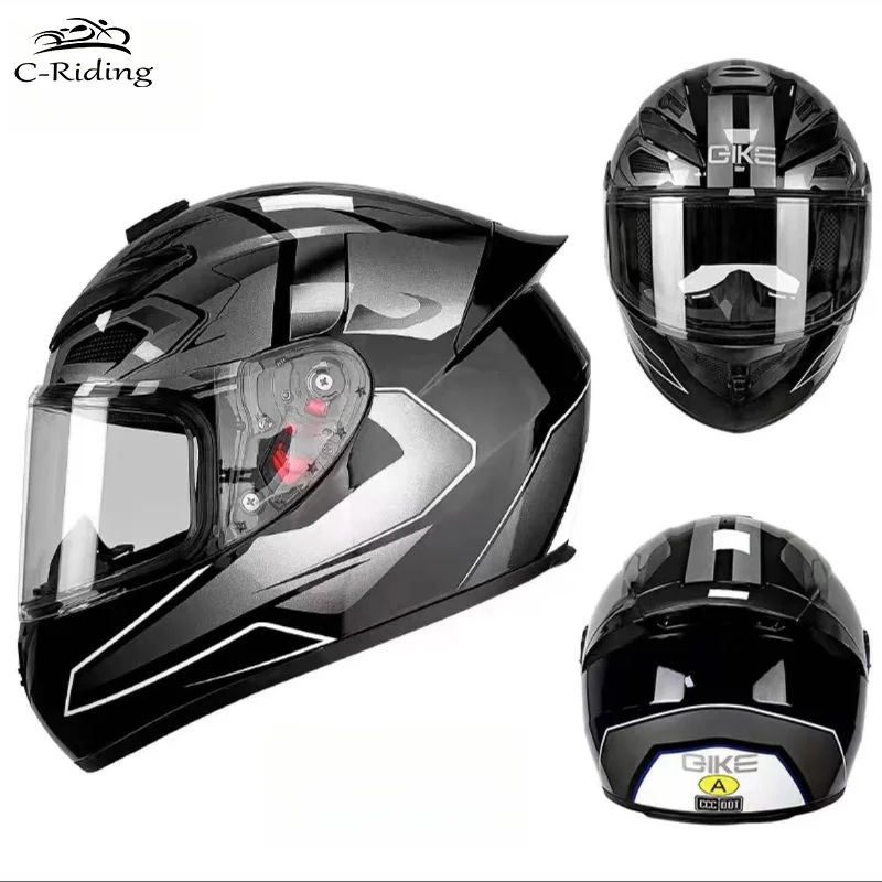 Speed Gray Full Coverage Retro Motorcycle Helmet Men Riding Cruise Motorcycle Full Helmet Four Seasons Streetcar Running Helmet