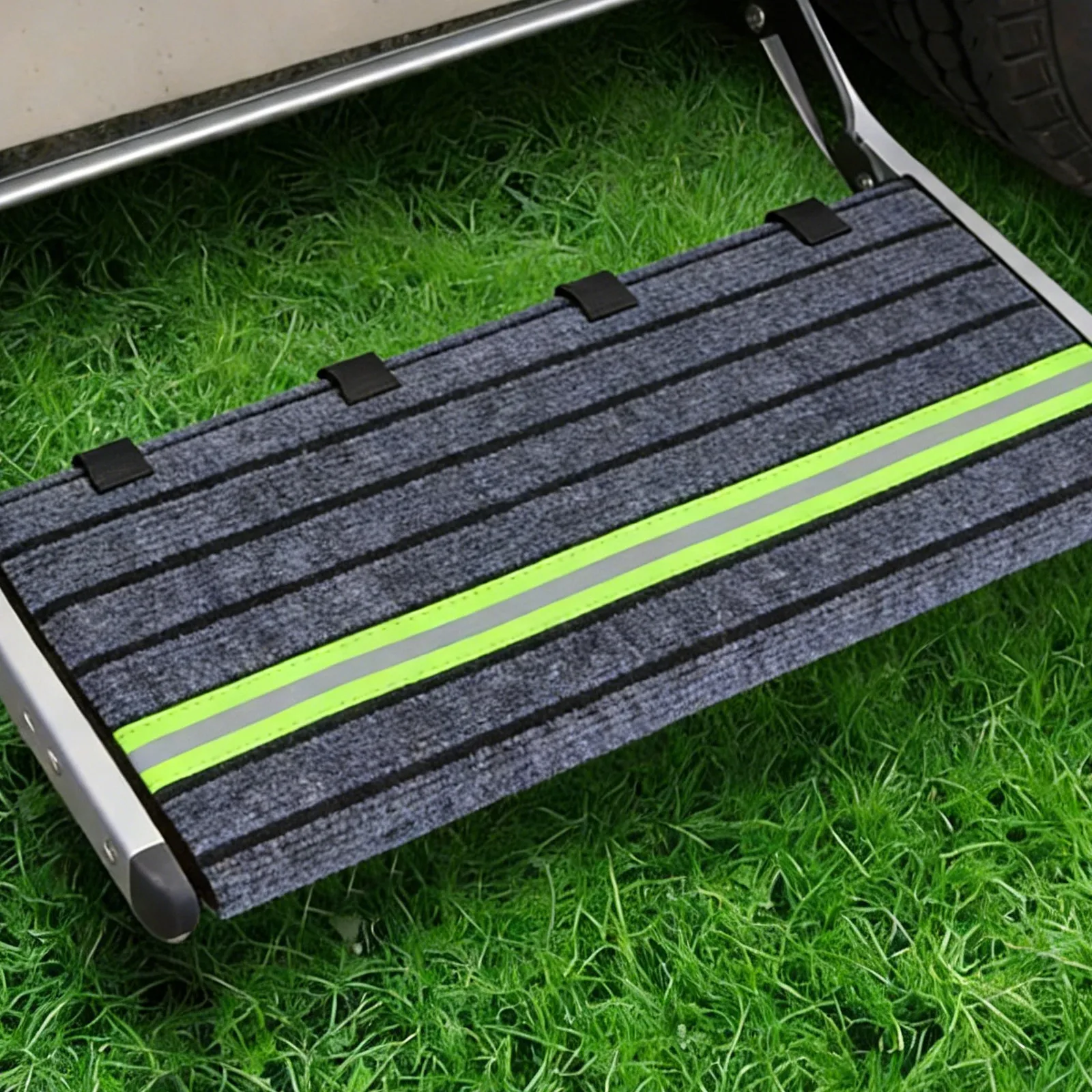 Rv Step Mat Outdoor Anti Slip Stair Tread Reflective Strips Carpet Cover Camper Step Rug 18.1x9.8 Motorhome Entry