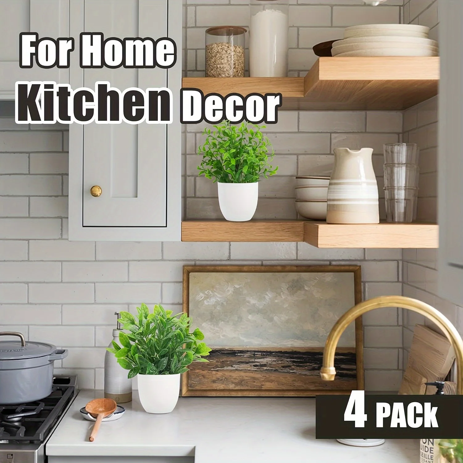 4pcs Mini Artificial Potted Plants Fake Bonsai Greenery for Home Office Farmhouse Bathroom Shelf Decor Indoor - view 6