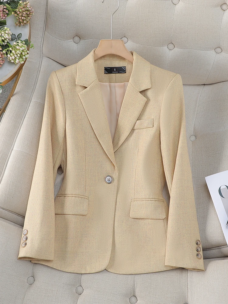 Fashion Ladies Blazer Coat Women Blue Yellow White Long Sleeve Loose Female Business Work Wear Formal Jacket For Autumn Winter