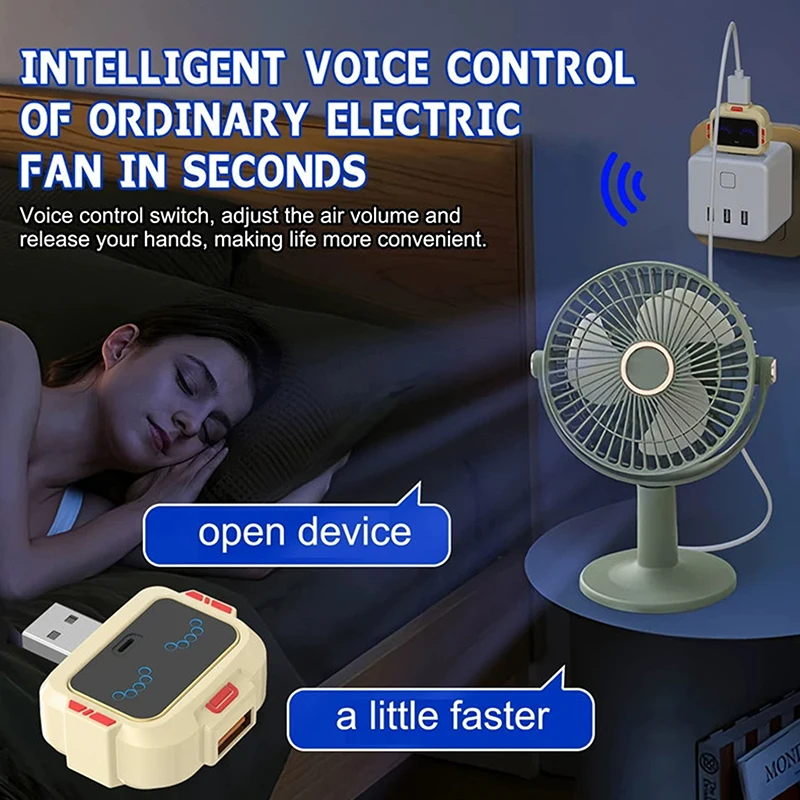 Intelligent USB English Voice Activated USB Switch For 5V Devices Fans Lights Adjust Brightness Speed Not Need Manual Control