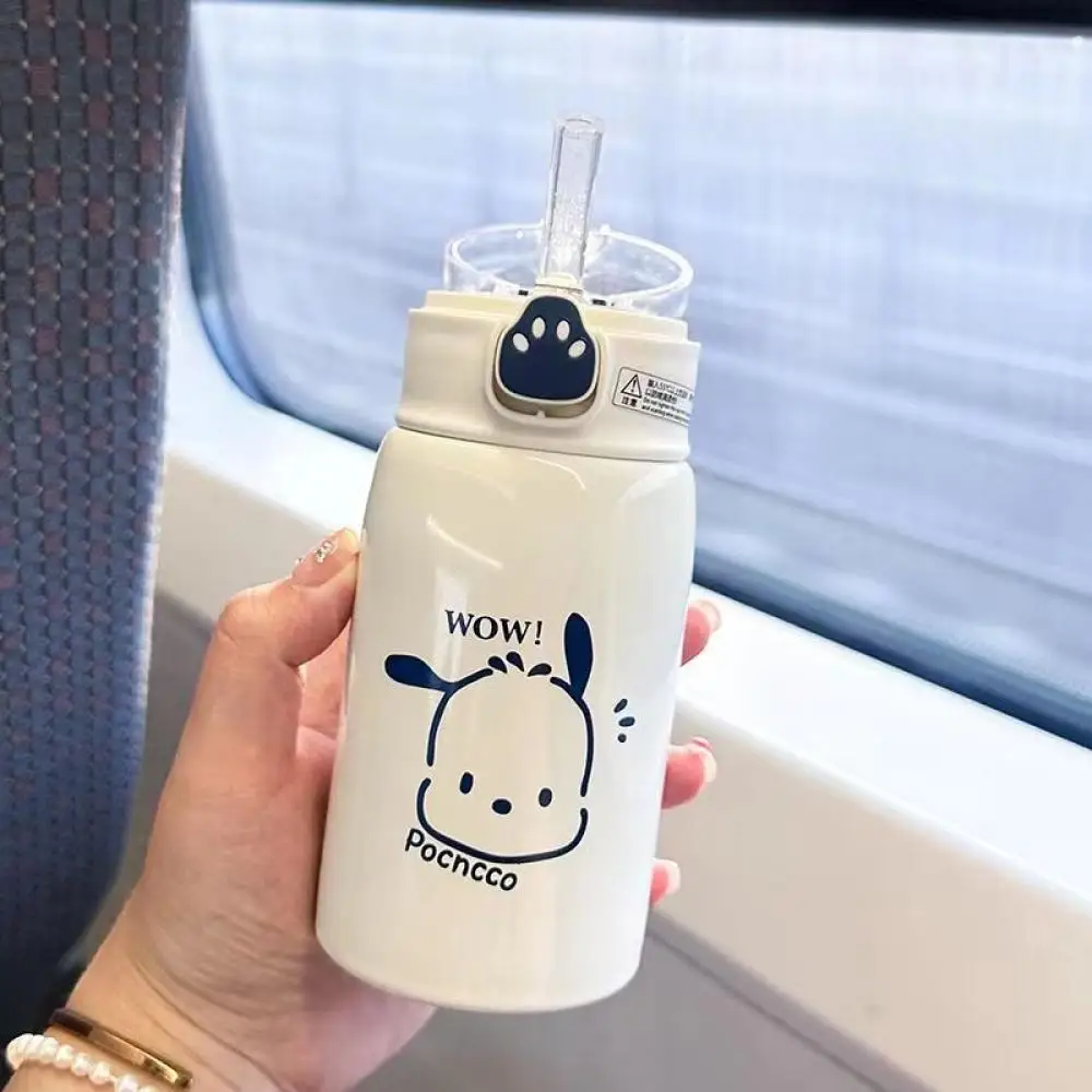 450Ml Sanrio Kuromi Pochacco Thermal Cup Hello Kitty Cute Cartoon Cup Portable 316 Stainless Steel Water Cup Student Kawaii Gift