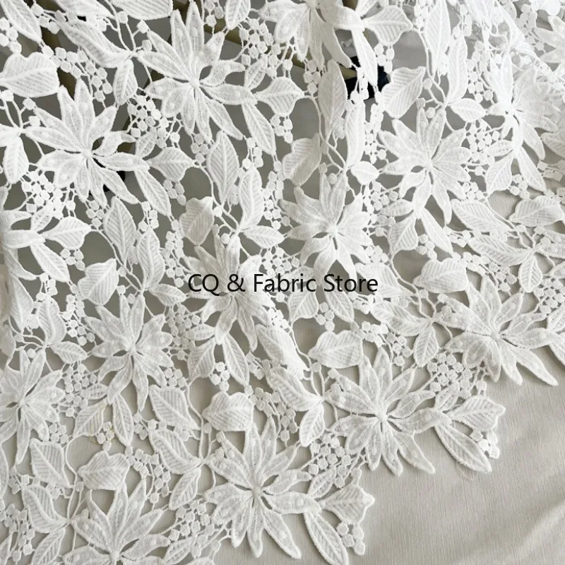 Bianco solubile in acqua tessuto di pizzo a foglia cava abbigliamento gonna abbigliamento designer accessori per cucire tessuti fai da te