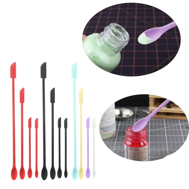 4 Mini Spatula Silicone Makeup Spatula Thin Spatula Set for Skinny Openings Tiny Scraper for Jar,Kitchen Bottle,Cosmetic