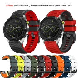 26 22mm Quickfit Silicone Watchband For Garmin MARQ Athlete Adventurer Golfer Captain Aviator Epix Gen 2 Fenix 7X Strap Bracelet