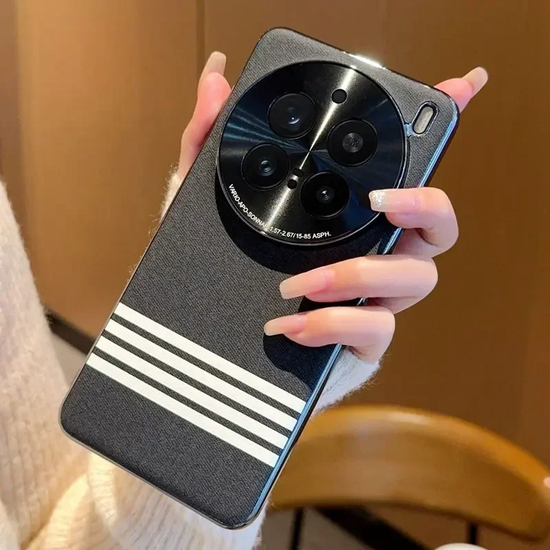 Case for Vivo X200 Ultra X200S X100S Pro Simple Four-bar Textured Leather Shell for Vivo X200 Pro Mini X100 Anti-drop Cover #1