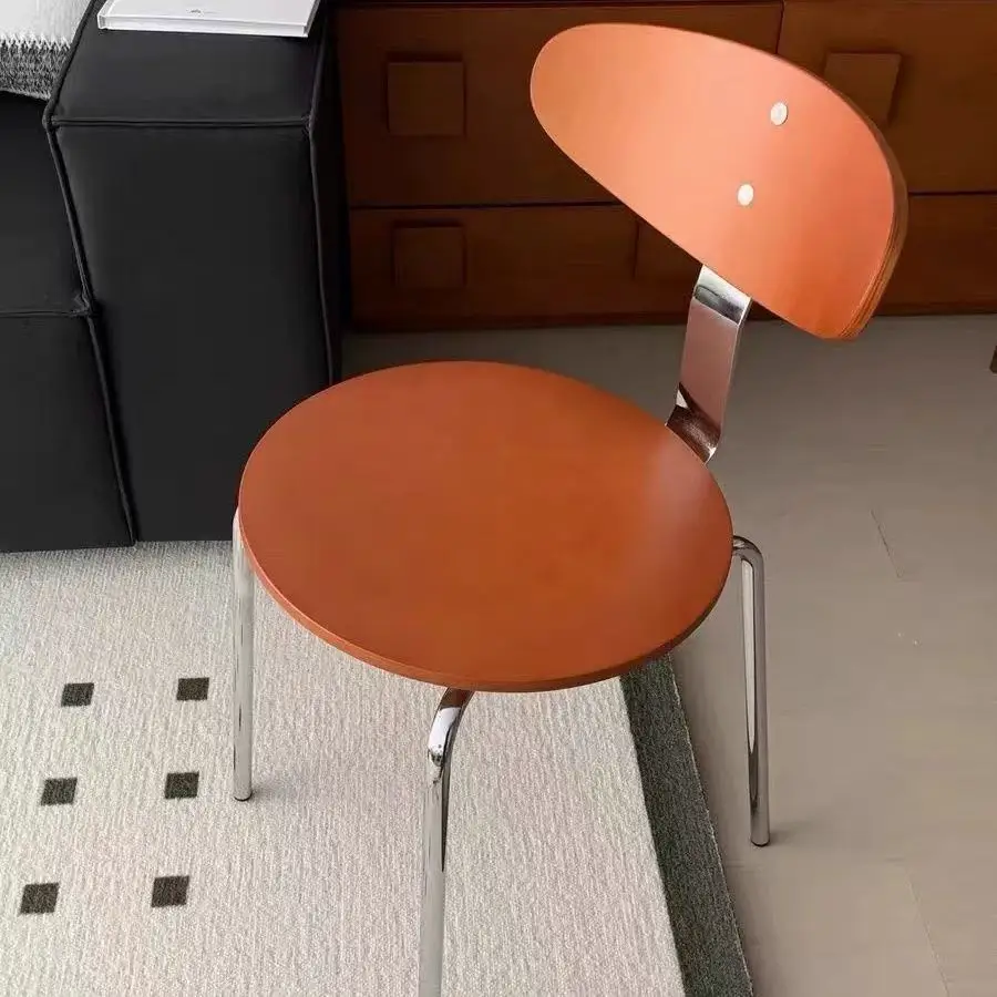 ee-Retro Guest Chair Home Dining Chair Simple Living Room Solid Wood Chair Bedroom Back Chairs Makeup Chairs