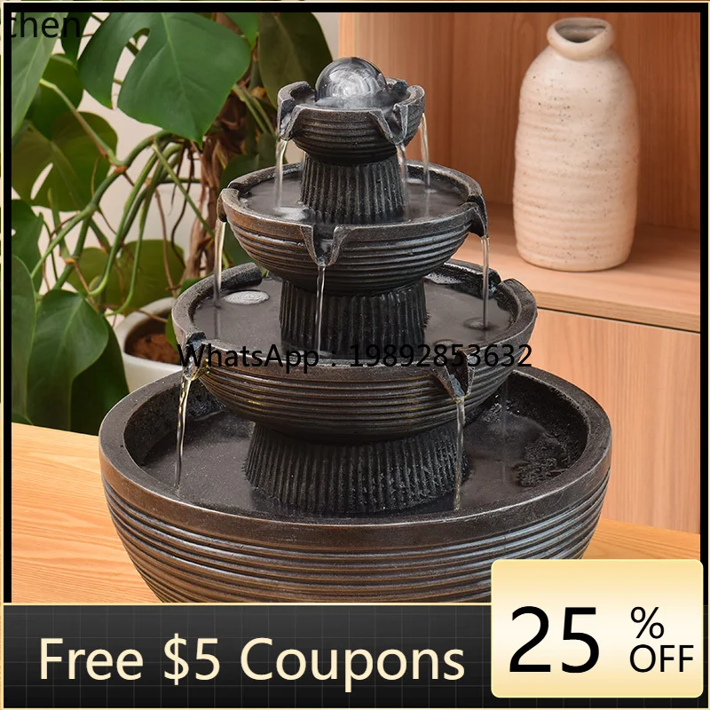 

EE flowing water ornament circulation fountain lucky feng shui ball modern light luxury simple desk humidifier