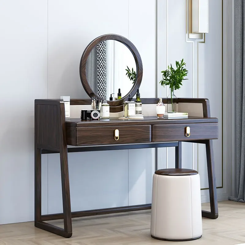 New Chinese-style solid wood dresser, makeup stool combination, purple gold sandalwood makeup table, light luxury master bedroom