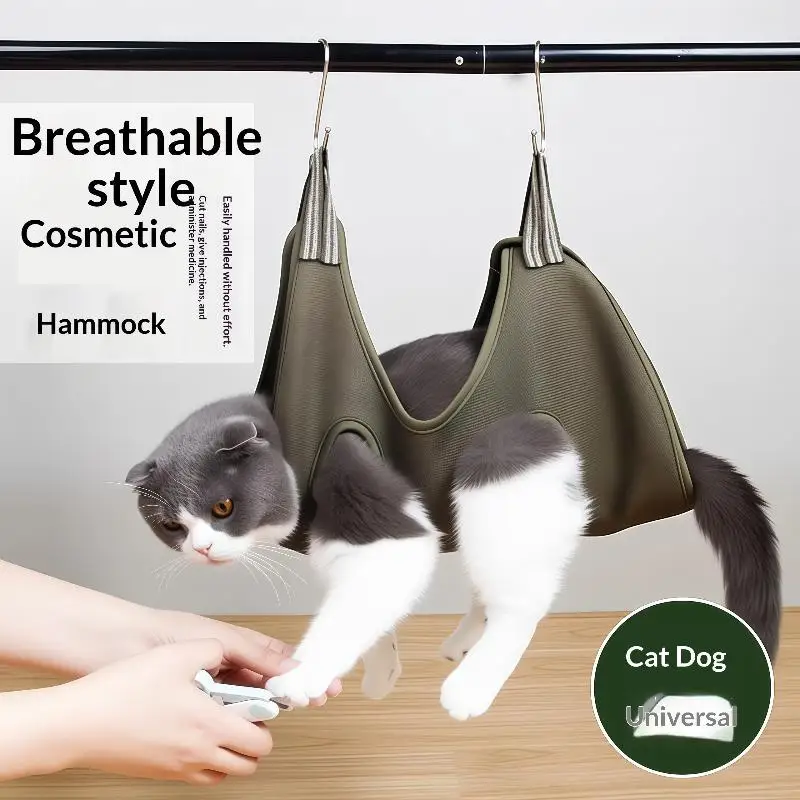 Pet Grooming Hammock: Anti-Scratch Nail Clipping Restraint Bag Cat Dog Feeding Bathing Helper