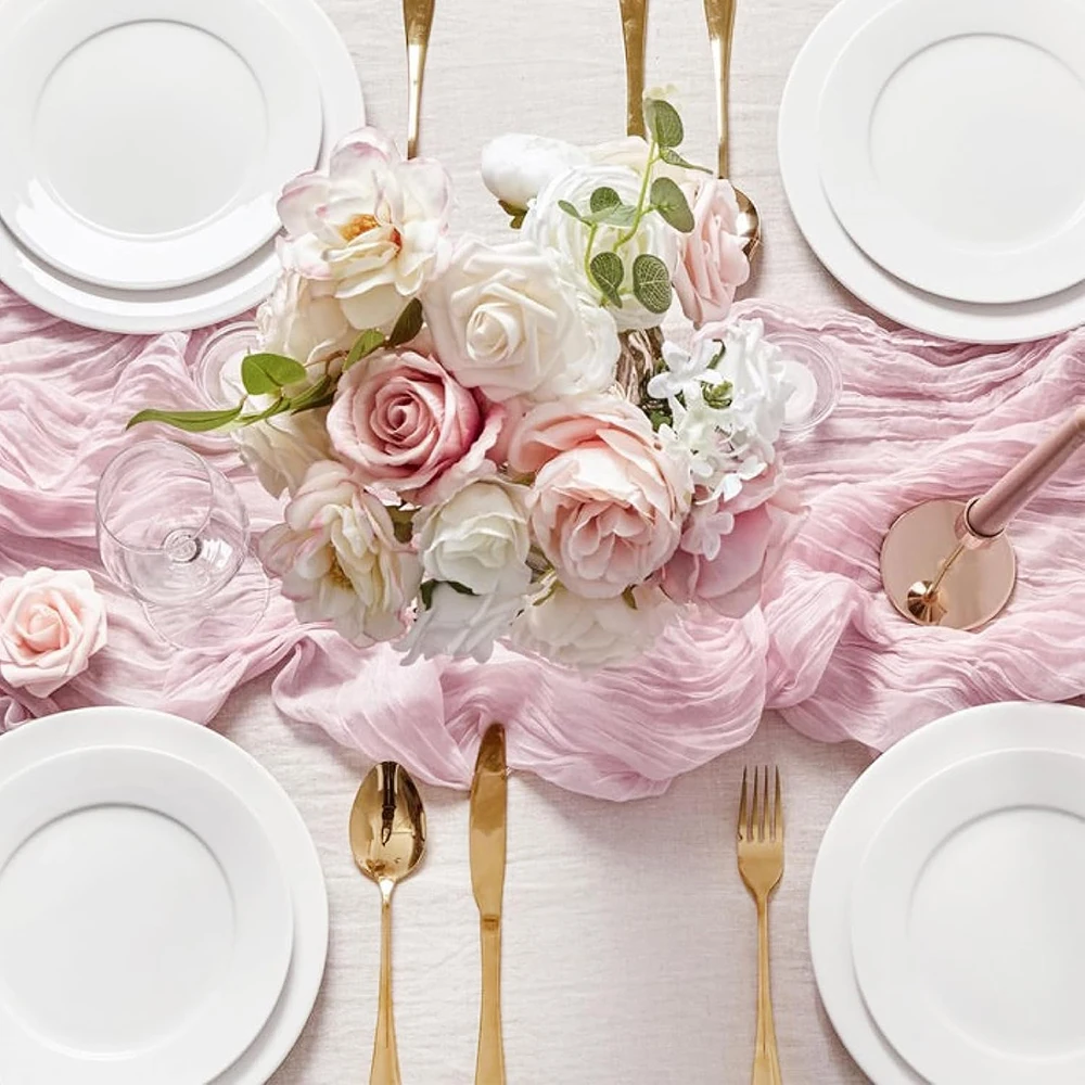 Pink Cheesecloth Table Runner - Wedding Ceremony Supply 评论和价格