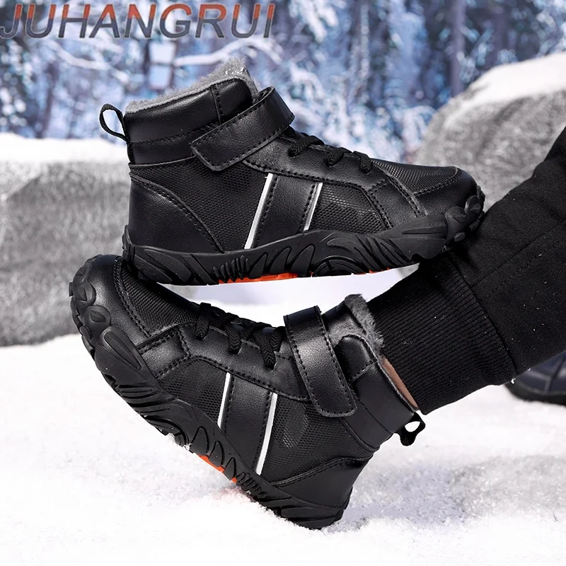Stivali invernali per bambini Stivali da neve caldi alla caviglia in tessuto impermeabile Scarpe da ginnastica antiscivolo per ragazzi e ragazze Stivali caldi da esterno alla moda
