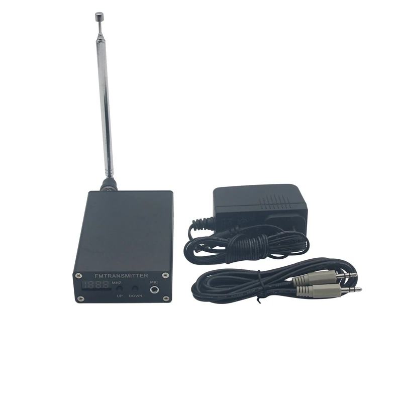 1MW PLL Stereo FM MP3 Transmitter Mini Radio Station 87-109Mhz W/ Power Adapter Antenna Shield Wire (EU Plug)