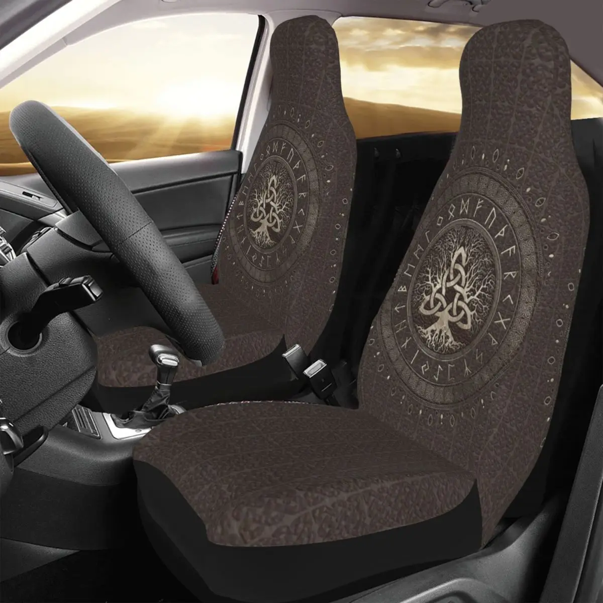 

Tree Of Life With Triquetra Brown Car Seat Cover Custom Printing Universal Front Protector Accessories Cushion Set