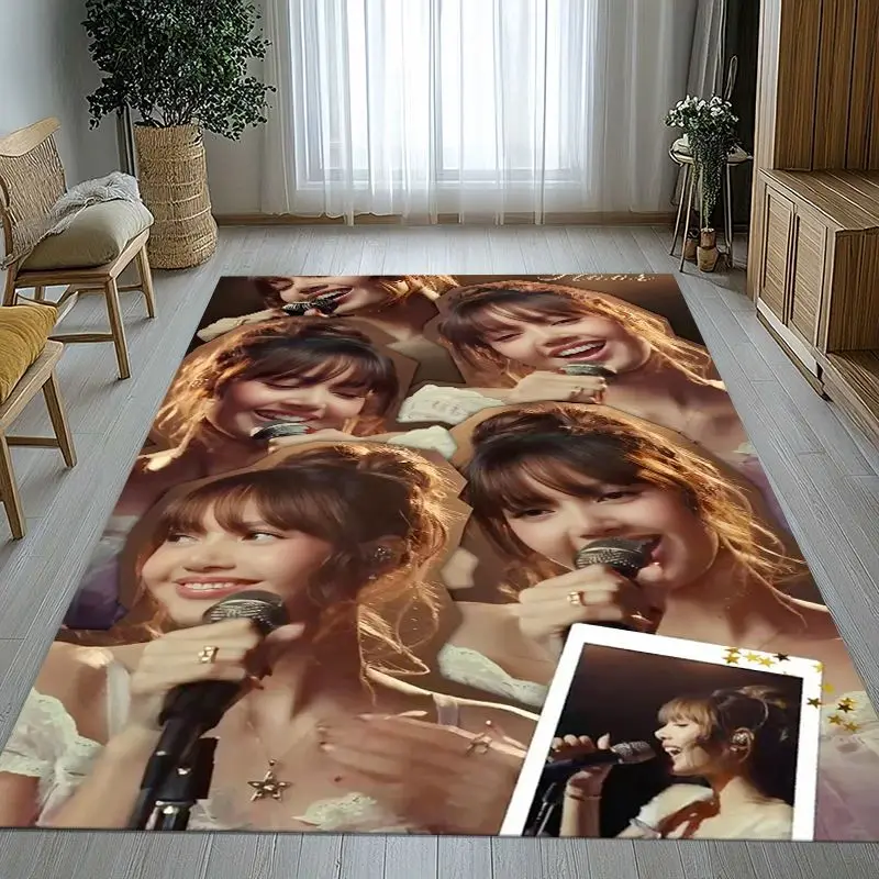 Korean Idol L-Lisa Rockstar Solo Kiss Me Large Non-Slip Area Rug,Carpet Mat for Living Room,Bedroom,Playroom & Sofa,Home Decor