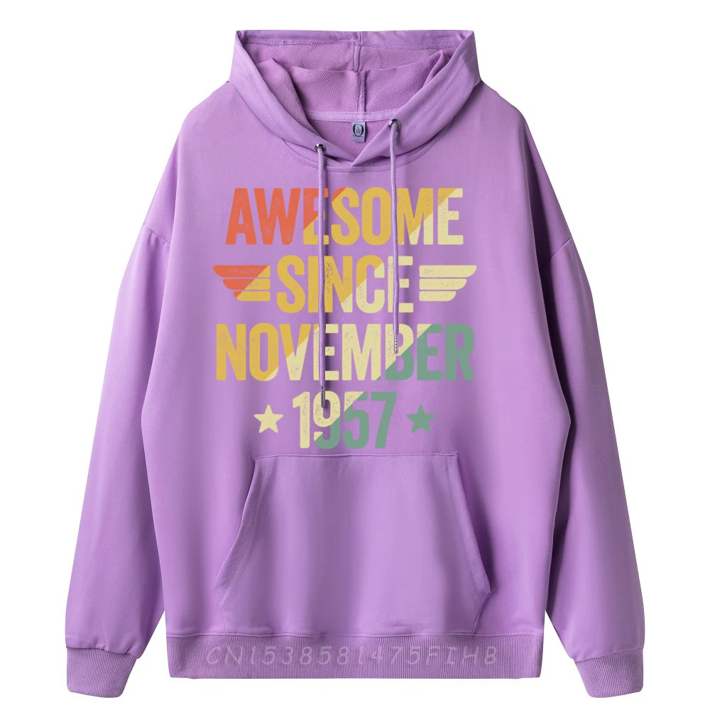 Awesome Since November 1957 O Neck Hoodies Autumn Hoodies Long Sleeve Funny Funny Hoodies Graphic Men's