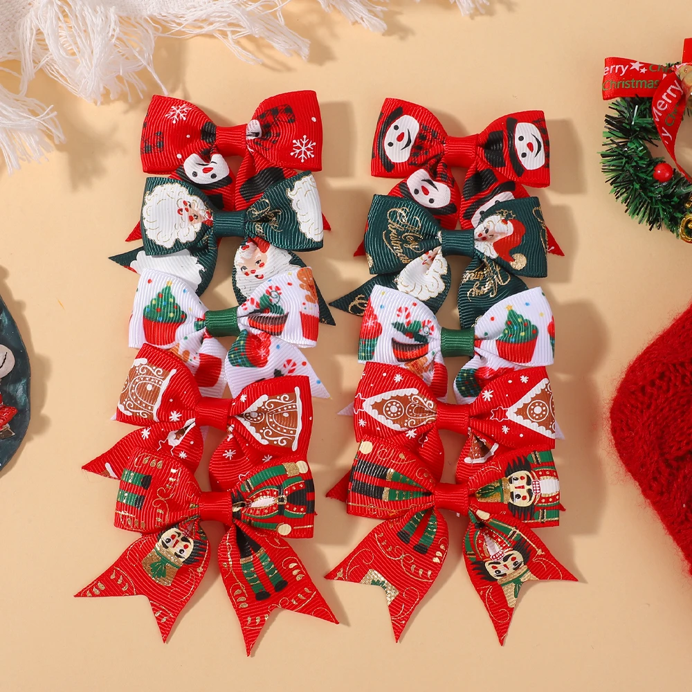 10/20/40 Stück 2,4'' Weihnachten Bowknots Haarspangen Set für Mädchen Festivel Santa Schneeflocke Haarnadeln Kopfbedeckung Kinder Haarschmuck