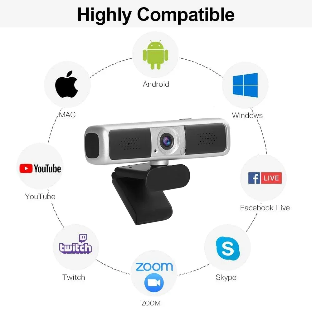 Webcam 2K 1080P Mini fotocamera 2K Full HD 4X Webcam con doppio microfono Autofocus Web Camera per PC Computer Laptop fotocamera Online