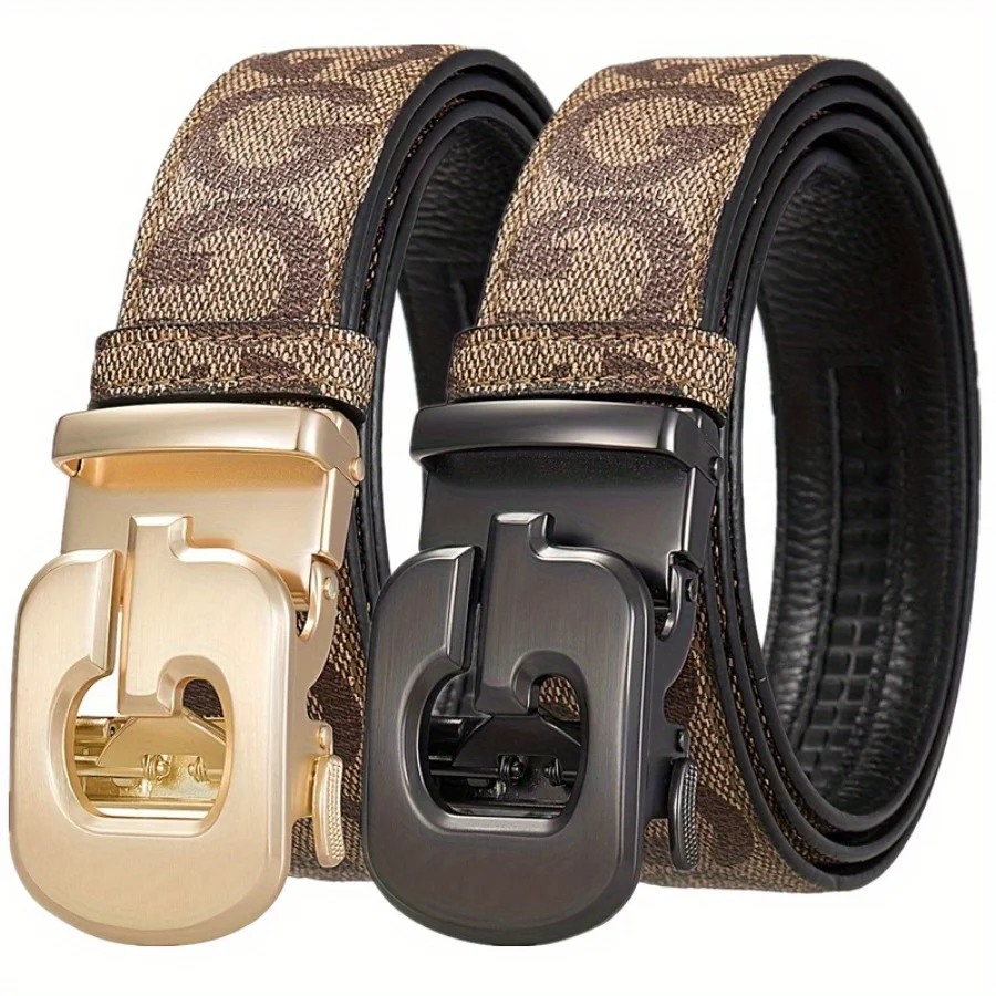 

POYYAS 2PCS Leather Jeans Men Belt - Business Casual Belt - Durable Adjustable Comfortable-High-Quality Buckle, Perfect for Formal and Informal Occasions - New Fashion Accessory Belt