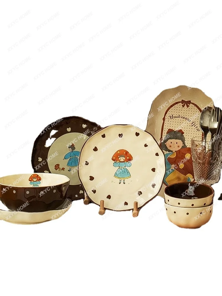 Cute Birthday Gift Wedding Gift for Newcomers Household Bowl Dishes Set