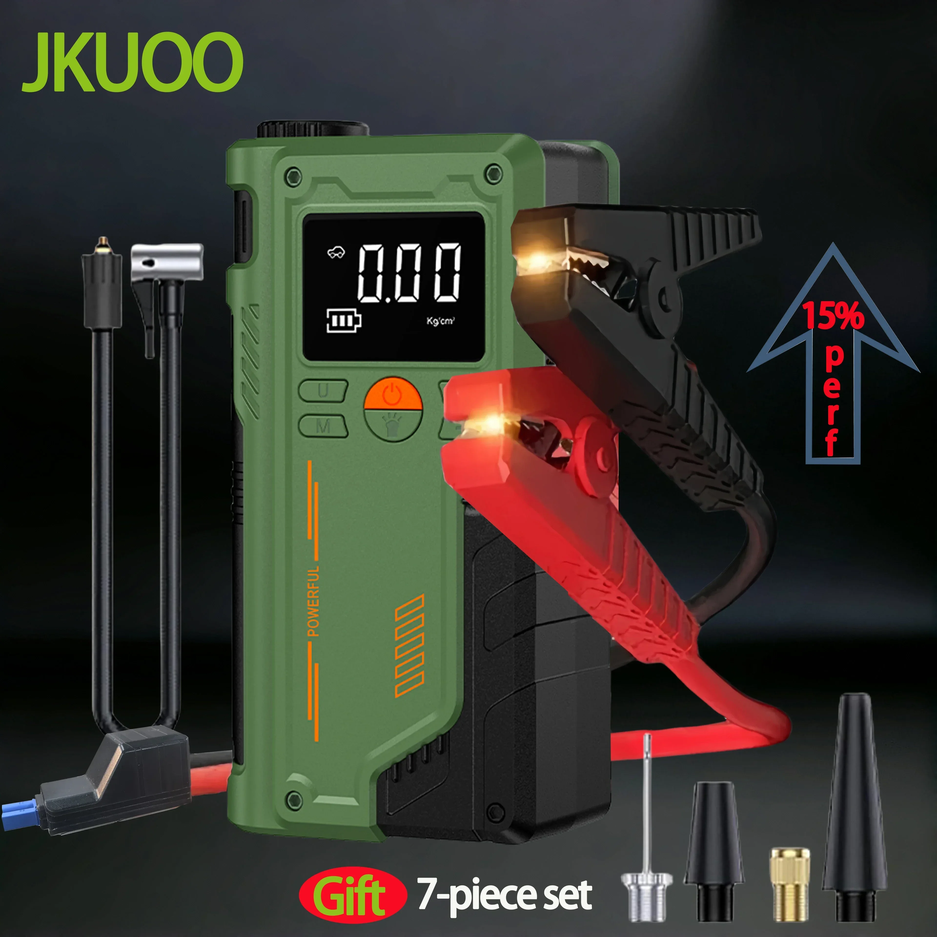 JKUOO 1200A الذروة المحمولة سيارة الانتقال كاتب مع 150PSI ضاغط الهواء قوة البنك بطارية السيارة في حالات الطوارئ الداعم بدء الجهاز