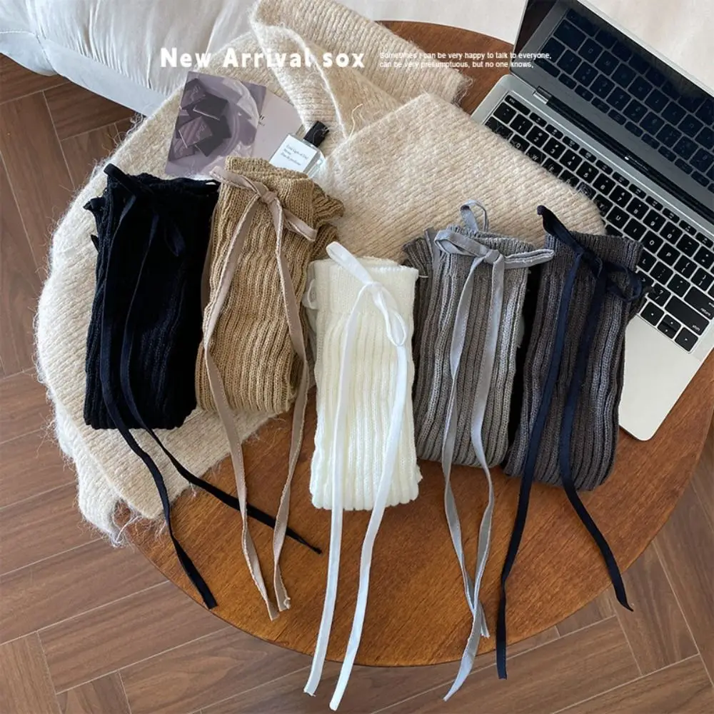 Sweet Korean Style Children's Leg Warmers JK Balletcore Knitted Leg Cover Foot Cover Harajuku Strap Leg Socks Children's