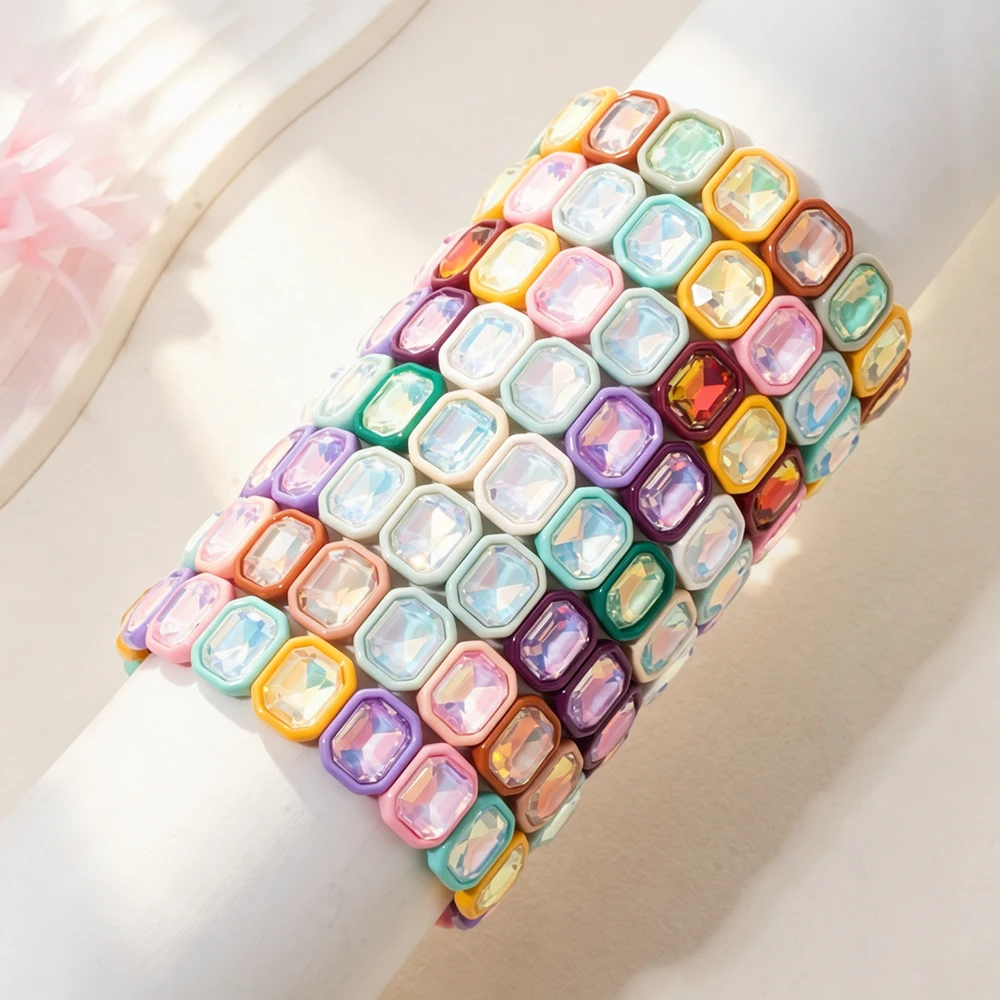 2026 12x14mm Kristallperlen Chunky Armbänder für Damen, Böhmisches Buntes Zirkonia-Armreif-Handschmuck – Detail 5