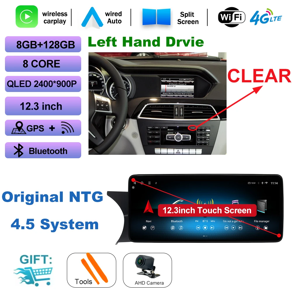Draadloze CarPlay voor Mercedes Benz C Klasse W204 2007-2014 Auto Multimedia Speler Android Spiegel Link AirPlay Functie Navi GPS