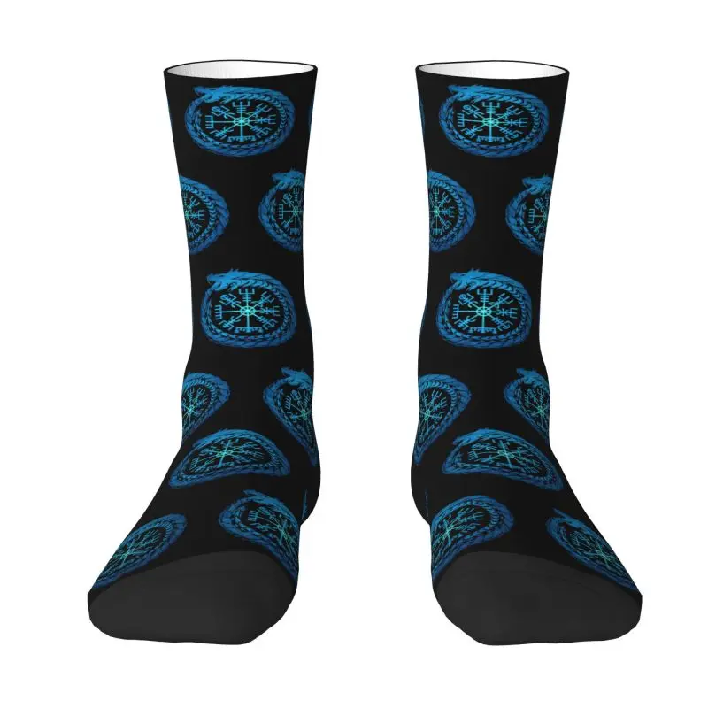 Vegvisir Jormungandr World Serpent Dress Socks Mens Womens Warm Funny Novelty Norse Mythology Viking Compass Crew Socks