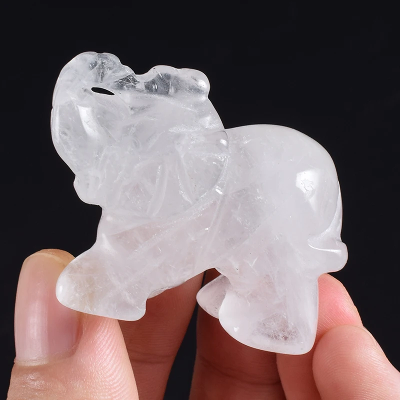 1.5in Mini Elephant Decoration Natural rock crystal Figurine Good Luck Ornaments Home Decor