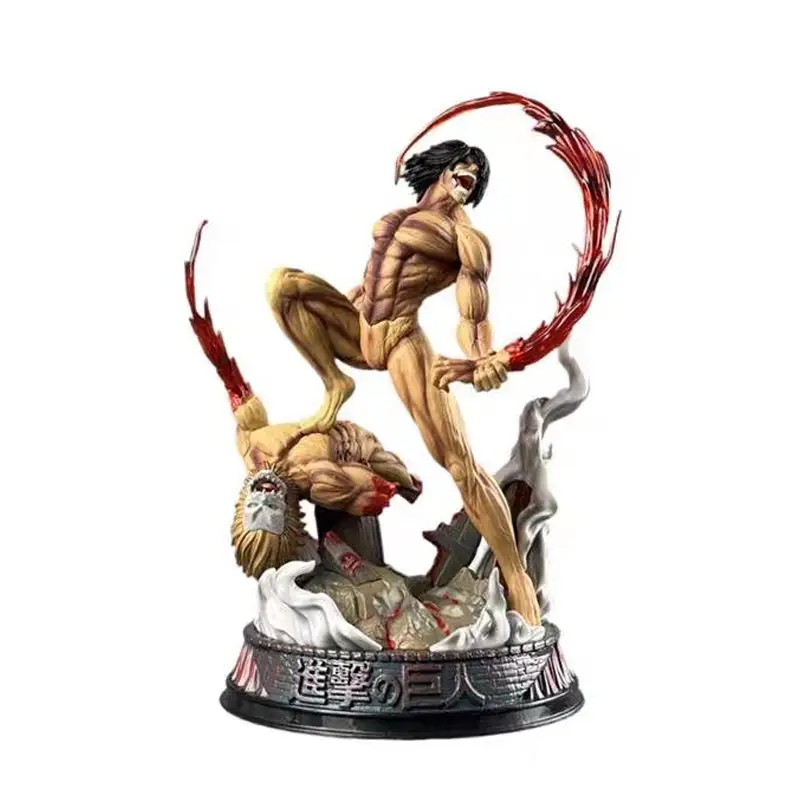 

Attack on Titan Eren 2nd Battle Form Figure With Base Anime Character Statue Model Desktop Ornament Anime Collectible Gift