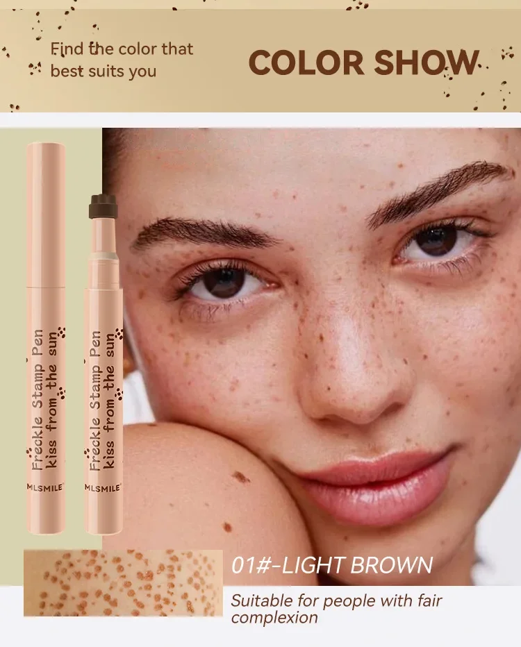 Waterproof Freckle Pen Natural Lifelike Fake Freckles Pen for Lasting Look Dot Spot Pen Makeup for Women Makep Light/Dark Brown