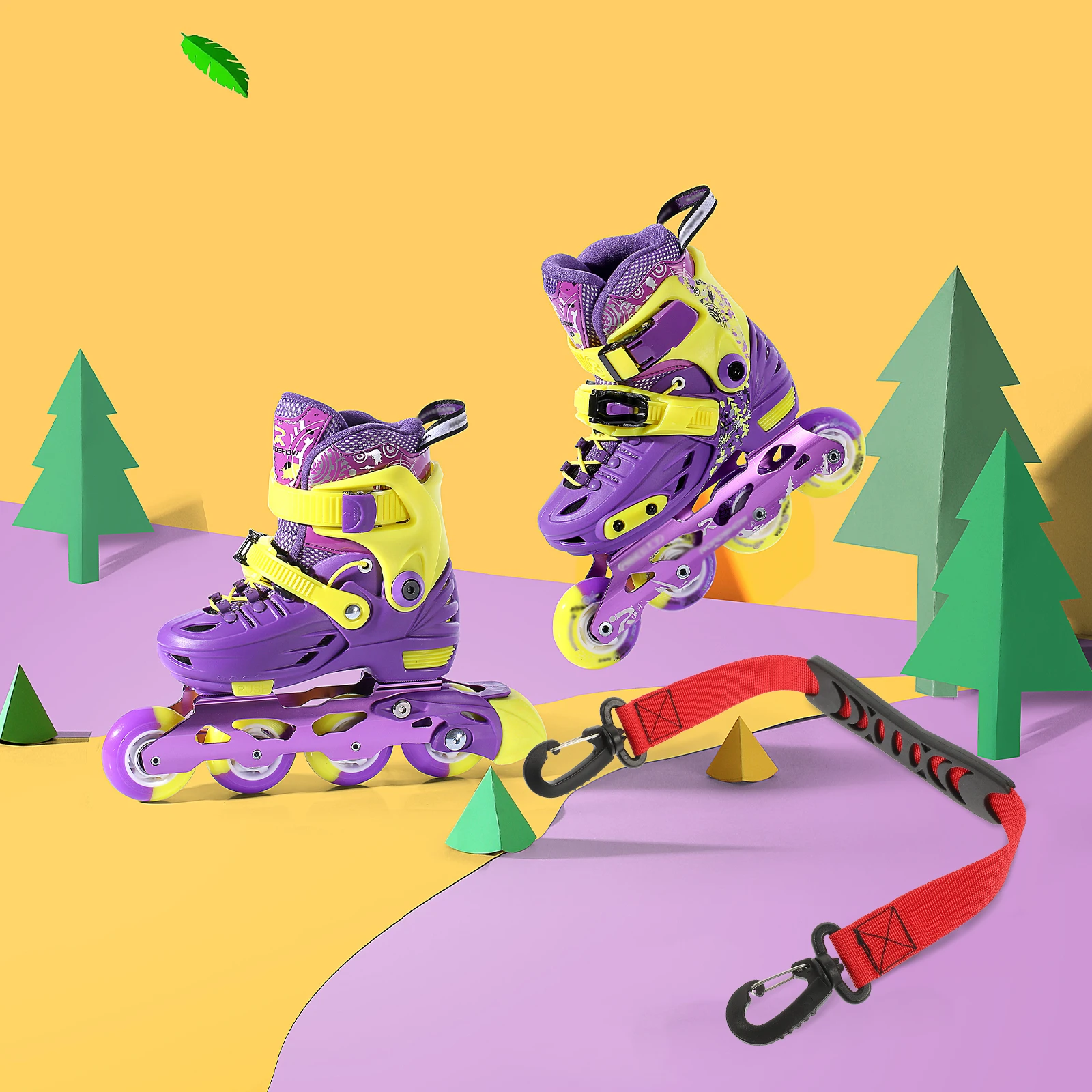 2 قطعة الزلاجات في الهواء الطلق الناقل قوي مكافحة ارتداء حزام لأحذية التزلج زلاجات دوارة المحمولة يده تصميم مريحة النقل #1