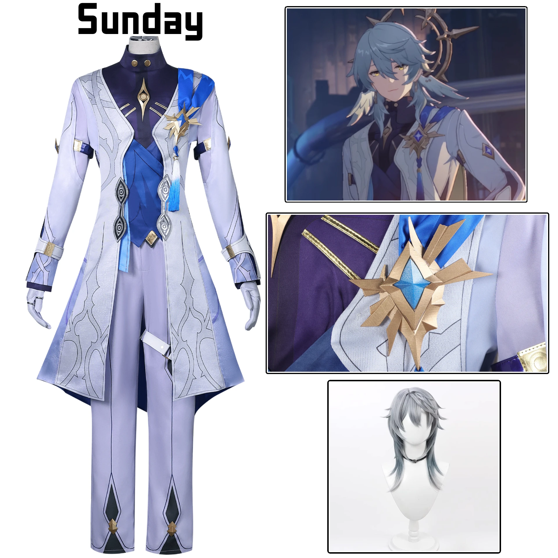 Sunday Cosplay Costume Game Honkai Star Rail Mr. Sunday Cosplay Costume Uniform outfit parrucca scarpe Prop Anime giochi di ruolo abiti