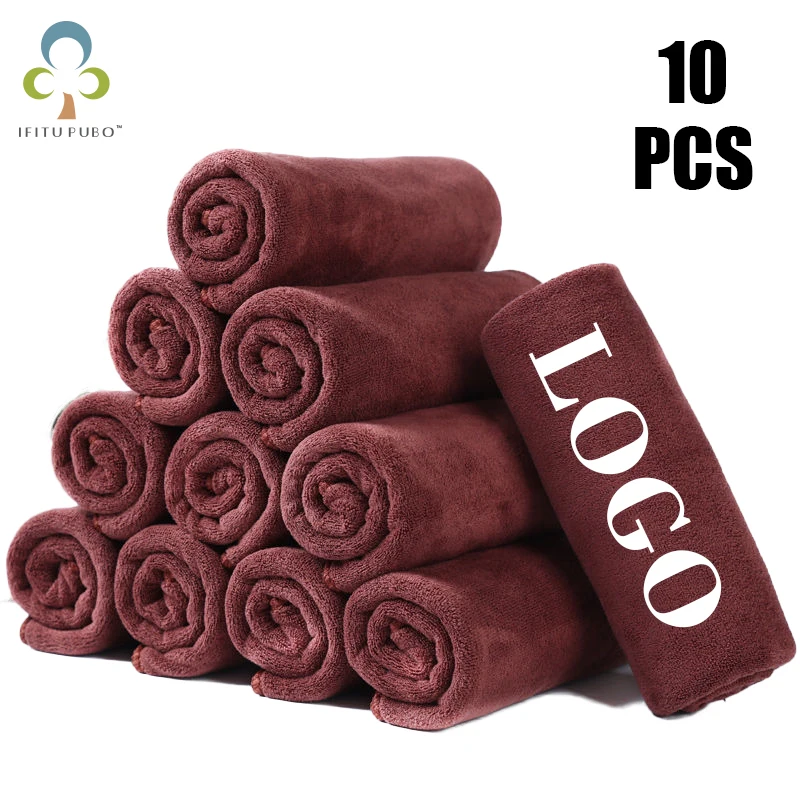 10PCS 30x60cm Custom LOGO Towel Free Laser Embossing Lettering Microfiber Beauty Salon BarberShop Gift Private Customization ZYF