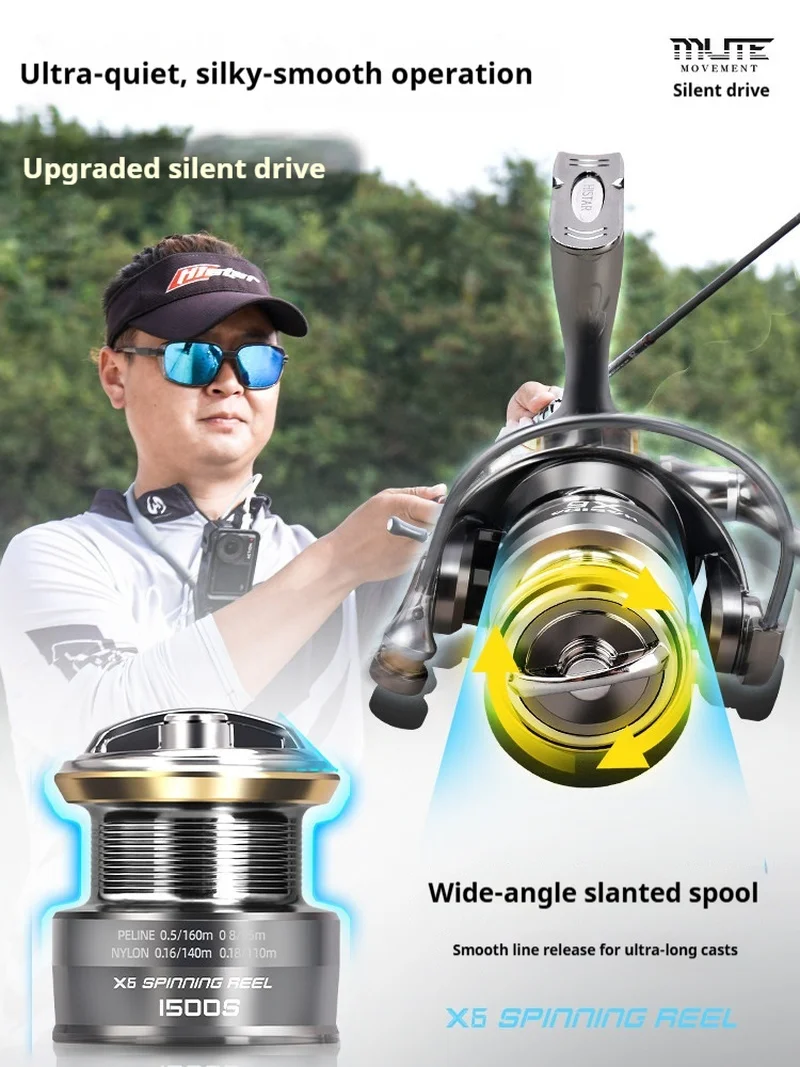 Hasida X6 Spinning Reel Metal Spool Preloading Drag Left Right Interchangeable Long Cast Saltwater Freshwater Lure Fishing Reel