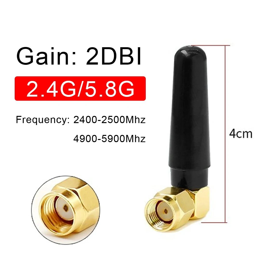 External Antenna for WiFi Router, Right Angle, Bluetooth Modem, 2.4Ghz, 2dbi, RP-SMA Plug Connector, New, 1Pc