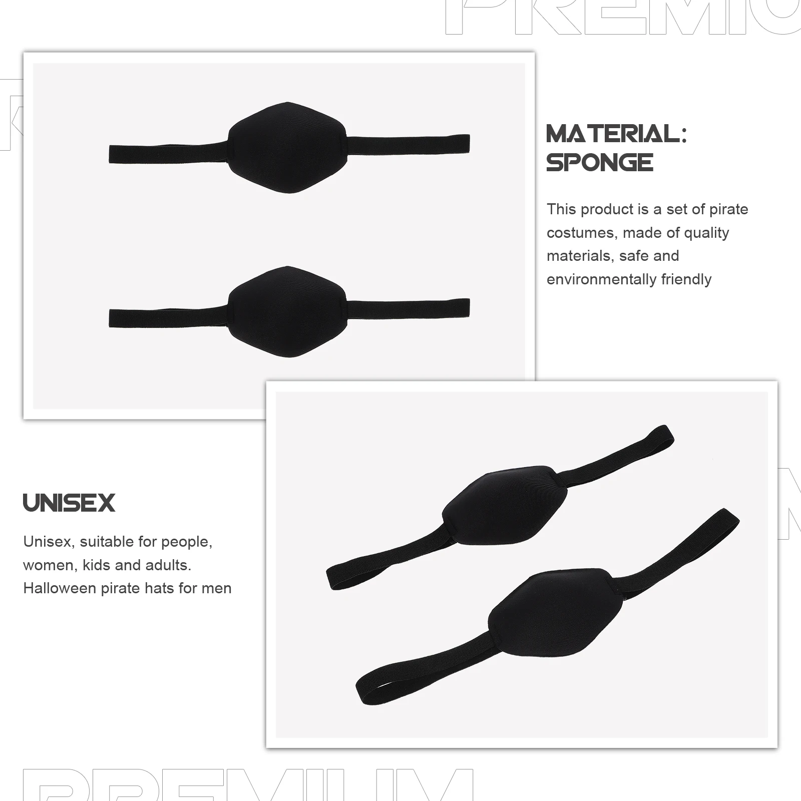 

2 Pcs Dress Single Eye Mask Toys Toddler Halloween Costumes for Adults Cosplay Pirate Sponge Masquerade Patch
