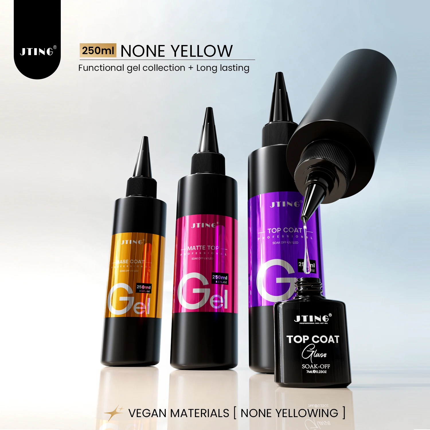Jting 1pc 250g couche de finition professionnelle Nail Art couche de finition longue durée Anti-taches vernis Gel fonctionnel