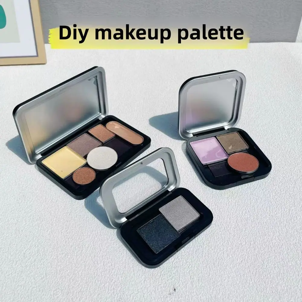Paleta de sombras de ojos DIY con múltiples rejillas, vacía con espejo, paleta de maquillaje magnética, color negro, combina por uno mismo, paleta de sombras de ojos
